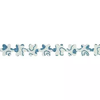 YH118 Лента фигурная 'Цветочки', 11 мм*25 м (01 голубой)