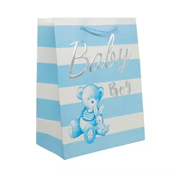 YR050-1 Пакет подарочный ламинированный 'Baby', 23*18*10см (B-голубой)