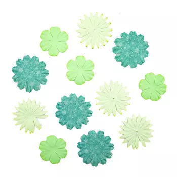 YX15-22 Бумажные лепестки, d 6 см/6 см/4,5 см, упак./12 шт., Astra&amp;Craft (зеленый)