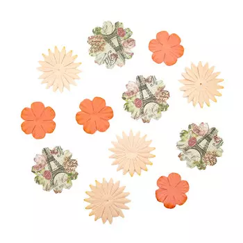 YX15-22 Бумажные лепестки, d 6 см/6 см/4,5 см, упак./12 шт., Astra&amp;Craft (оранжевый)