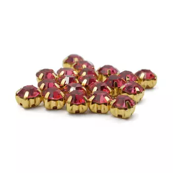 ЗЦ009НН66 Хрустальные стразы в цапах круглые (золото) розовый 6х6 мм, 20 шт/упак. Astra&amp;Craft