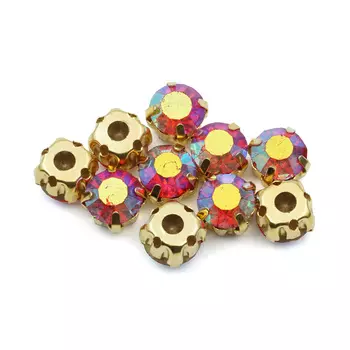 ЗЦ012ДС88 Хрустальные стразы в металлических цапах, цвет: красный (с AB покрытием) 8 мм, 10 шт/упак. Astra&amp;Craft