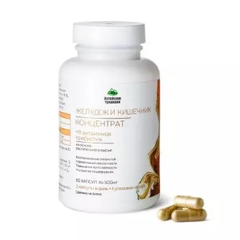 Простые решения, Концентрат «Желудок и кишечник» с экстрактом фенхеля +11 витаминов и пребиотиком, капсулы, 60 шт.