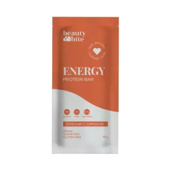 BeautyBite, Батончик протеиновый «Energy Protein Bar» брауни с орехом, 30 г