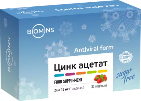 Biomins, Цинк Ацетат, леденцы, 30 шт.