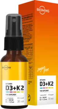 Biomins, Витамин D3 + K2, спрей, 30 мл