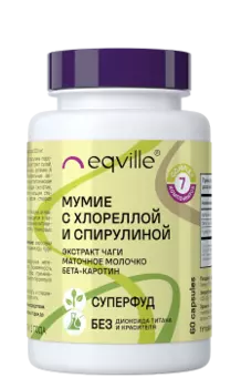 Eqville, Мумие с хлореллой и спирулиной, капсулы, 60 шт.