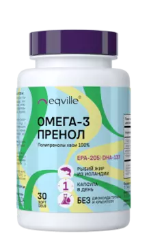 Eqville, Омега - 3 пренол (полипренолы хвои 100%), капсулы, 30 шт.