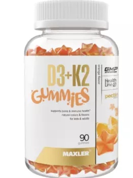 Maxler, D3+K2 со вкусом апельсина, жевательные таблетки, 90 шт.