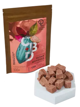 MotherPlant, Белый шоколад с клубникой (35% какао-масла, 200 мг CBD), 100 г