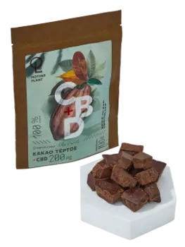 MotherPlant, Какао тёртое кусочками (100% какао, 200 мг CBD), 100 г