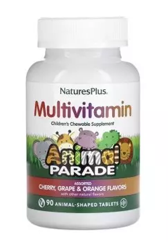 Natures Plus, Animal Parade Source of Life, Детский витаминно-минеральный комплекс, (вишня, апельсин, виноград), жевательные таблетки, 90 шт.