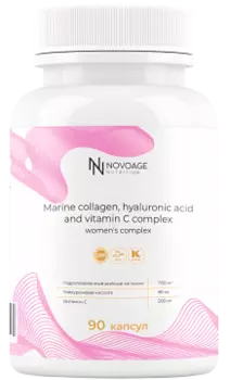 NOVOAGE nutrition, Морской коллаген с гиалуроновой кислотой и витамином С, капсулы, 90 шт.