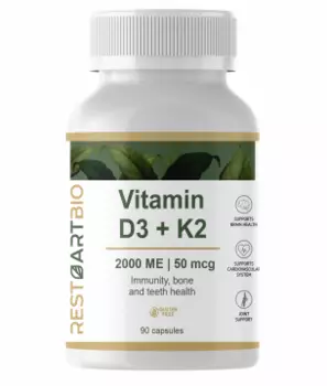 Restartbio, Витамин D3 (2000 МЕ) + К2 (МК-7), капсулы, 90 шт.