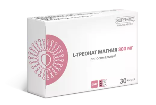 Supreme Pharmatech, Липосомальный L-треонат магния, капсулы, 30 шт.