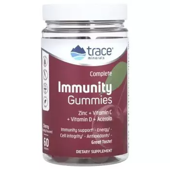 Trace Minerals, Complete Immunity, со вкусом вишни, жевательные таблетки, 60 шт.