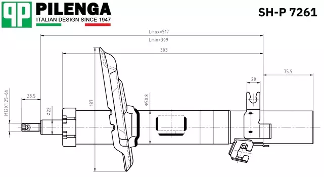 АМОРТИЗАТОР ПЕРЕДНИЙ ЛЕВЫЙ ГАЗОВЫЙ QASHQAI II