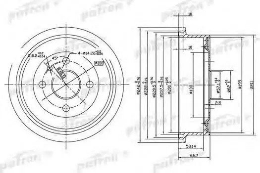 БАРАБАН ТОРМОЗНОЙ ЗАД DAEWOO ESPERO 95-99, NEXIA 95-97, NEXIA СЕДАН 95-97, OPEL ASCONA A 70-75