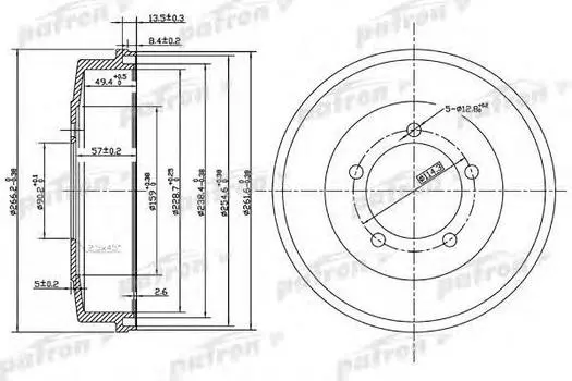 БАРАБАН ТОРМОЗНОЙ ЗАДН MITSUBISHI GALANT VI USA 97-03, ECLIPSE G3/G3, CHRYSLER SEBRING COUPE 95-05 \ DODGE AVENGER 95-99, STRATUS 95-05