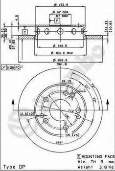 ДИСК ТОРМОЗНОЙ MERCEDES-BENZ 190 (W201) (10 82-08 93) F