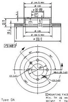 ДИСК ТОРМОЗНОЙ ПЕР, HYUNDAI I10 (PA) 10/07- / KIA PICANTO (SA) 04/04- / KIA PICANTO (TA) 05/11-