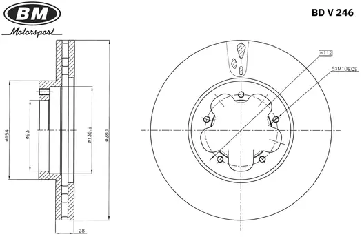ДИСК ТОРМОЗНОЙ ПЕРЕДНИЙ 280MM