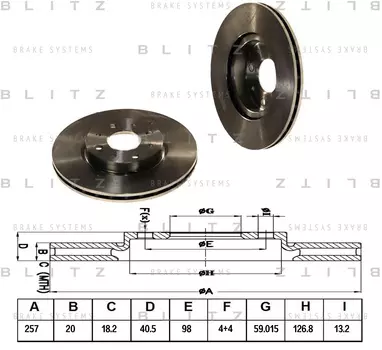 ДИСК ТОРМОЗНОЙ ПЕРЕДНИЙ ВЕНТИЛИРУЕМЫЙ FIAT BRAVO, BRAVA, TEMPRA, TIPO 90-