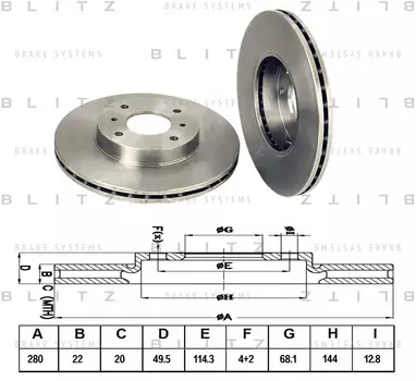 ДИСК ТОРМОЗНОЙ ПЕРЕДНИЙ ВЕНТИЛИРУЕМЫЙ NISSAN ALMERA, PRIMERA 96-