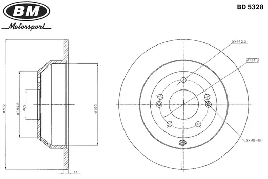 ДИСК ТОРМОЗНОЙ ЗАД 302X11MM 5/114 3, SANTA FE