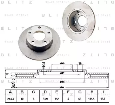 ДИСК ТОРМОЗНОЙ ЗАД AUDI 100 A6 94-VW PASSAT 97-