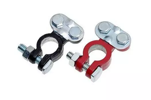 КЛЕММЫ АКБ В КОМПЛЕКТЕ СВИНЕЦ, ПРИЖИМНАЯ ПЛАНКА ДО 50 ММ (SBT 007)