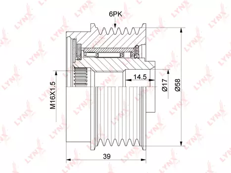 МУФТА СВОБОДНОГО ХОДА ГЕНЕРАТОРА, HYUNDAI ELANTRA(MD) 1.6 11-15, I20 1.4-1.6 08-15, I30(GD) 1.4-1.6 11-15, I40 1.6