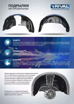 ПОДКРЫЛОК, RIVAL, ДЛЯ KIA RIO 2015-2017 ЗАДНИЙ ЛЕВЫЙ