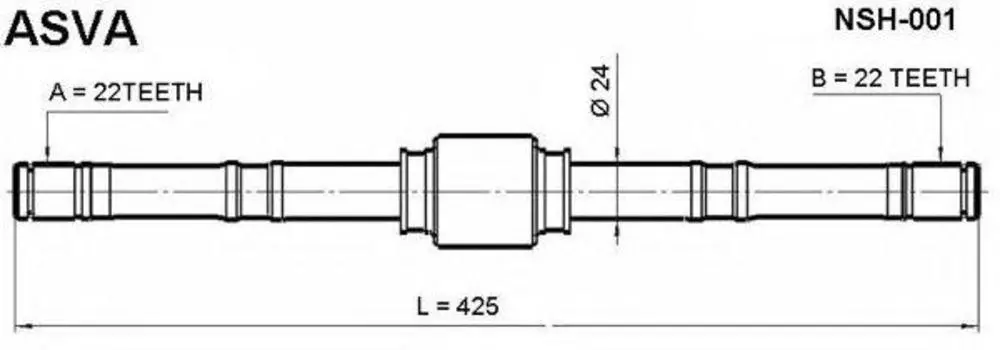 ПОЛУОСЬ L 22X425X22