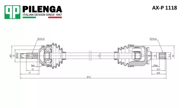 ПРИВОД В СБОРЕ ПРАВЫЙ БЕЗ ABS