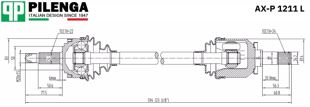 ПРИВОД ВАЗ 1118, 2110, 2170, 2190 ЛЕВЫЙ КОРОТКИЙ В СБОРЕ PILENGA