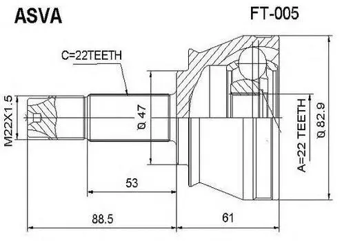 ШРУС НАРУЖ 22X47X22