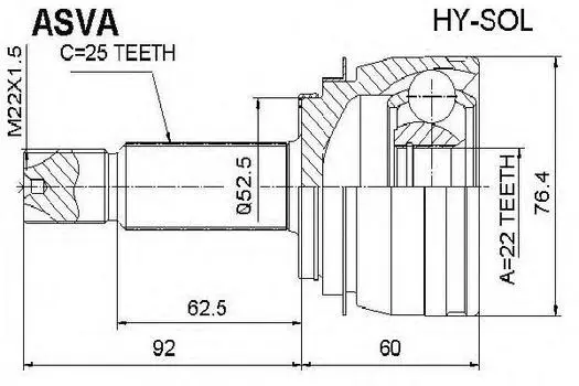 ШРУС НАРУЖ 22X55X25