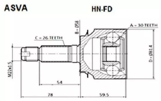 ШРУС НАРУЖ 26Х59Х30