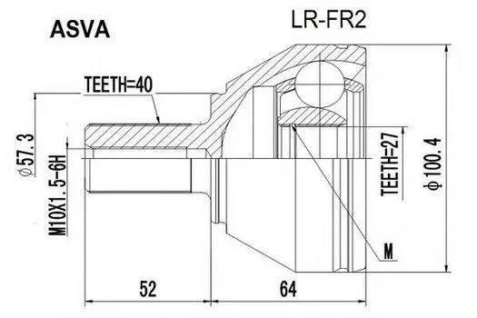 ШРУС НАРУЖ 27X57,5X40