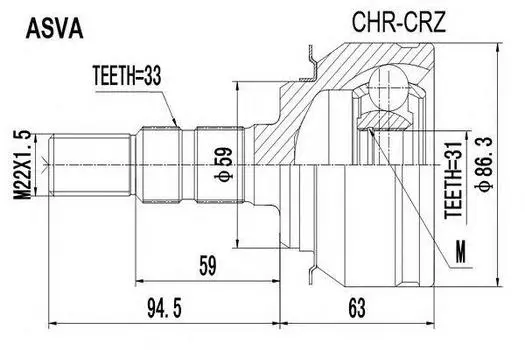 ШРУС НАРУЖ 31X59X33