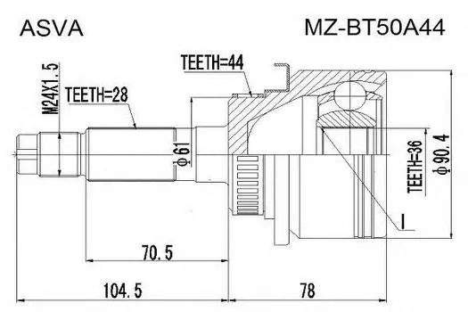 ШРУС НАРУЖ 36X61X28