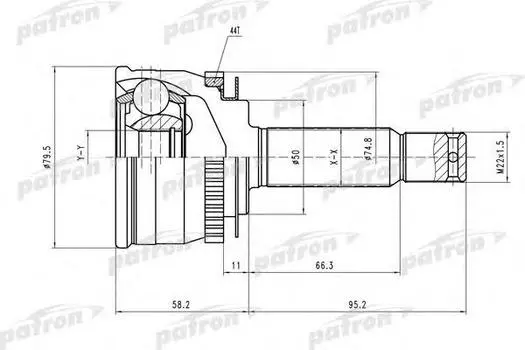 ШРУС НАРУЖ К-Т [A 25, B 22, ABS 44] HYUNDAI ACCENT 00-