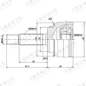 ШРУС НАРУЖ (РАЗМЕР 30Х57Х25, С АБС 43 ЗУБ.) MITSUBISHI LANCER IX 1,8