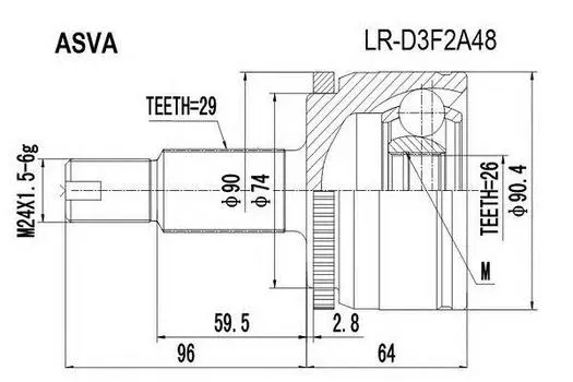 ШРУС НАРУЖНЫЙ 26X74X29