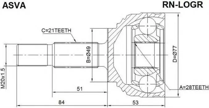 ШРУС НАРУЖНЫЙ 28X49X21