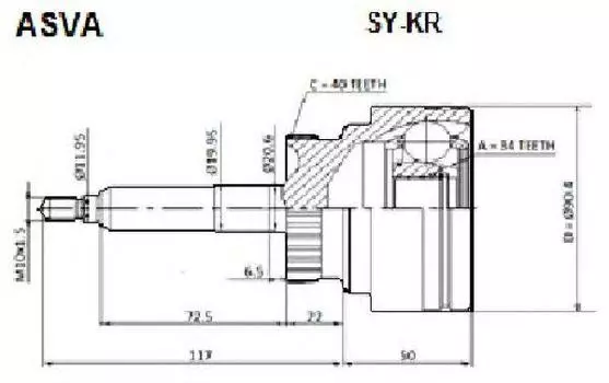 ШРУС НАРУЖНЫЙ 40X65X34