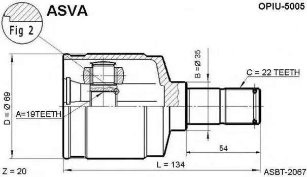 ШРУС ВНУТР 19X35X22