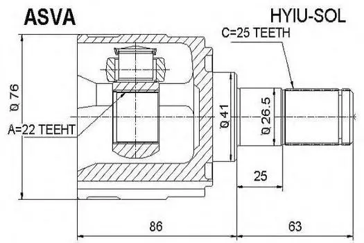 ШРУС ВНУТР 25X41X22