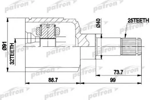 ШРУС ВНУТР К-КТ CHRYSLER: CIRRUS 95-00, SEBRING 95-04, DODGE STRATUS 95-00, PLYM
